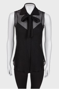 Translucent blouse with ties