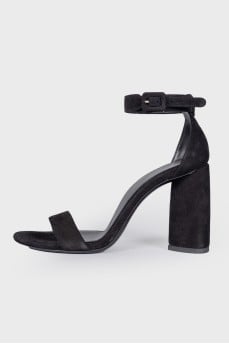 Suede sandals with massive heels