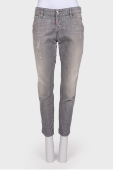 Gray ripped jeans