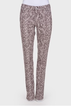 Джинси skinny з принтом під зміїну шкіру