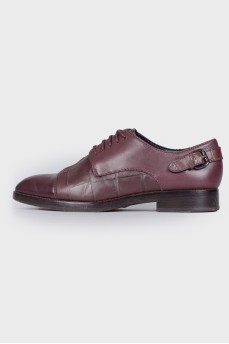 Combined leather burgundy shoes