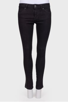 Black jeans with leather lapels