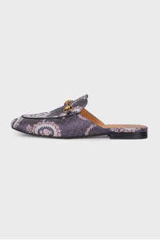 Liliac mules with a print