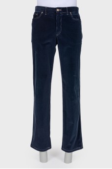 Men's blue velor trousers
