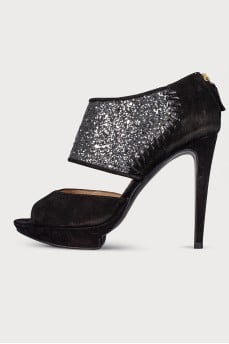Glitter suede sandals