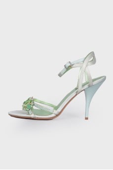 Sandals with rhinestone appliqué