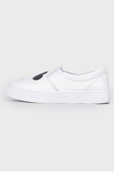 Slip-ons with heart-shaped inserts