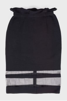 Fitted skirt with sheer insert