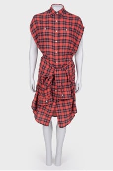Shirt dress with sleeves at the waist