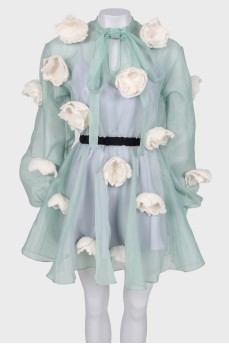 Dress with accent flower patches
