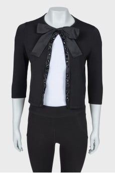 Buttoned jacket with bow and rhinestones
