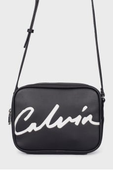 Leather bag with logo