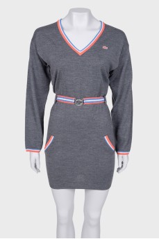 Gray dress with bright stripes
