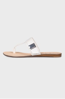 White leather flip-flops