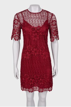 Burgundy lace dress with tag