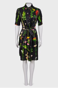 Black dress in floral print