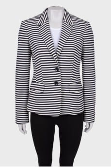 White blazer in dark blue stripe