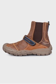 Velcro leather boots