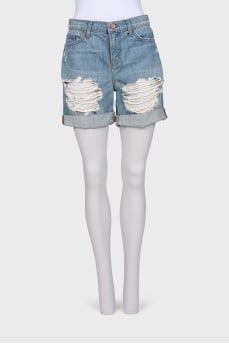 Jeans short with decorative cuts