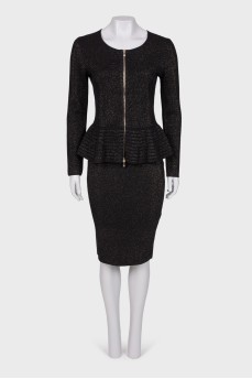 Wool suit with goldy lurex