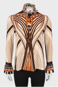 Silk blouse with abstract print