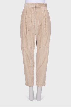 Velor beige trousers with tag