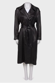 Double-breasted trench coat with belt