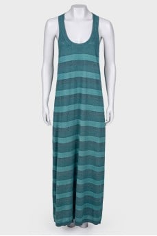 Green striped maxi dress