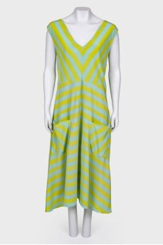 Striped silk maxi dress