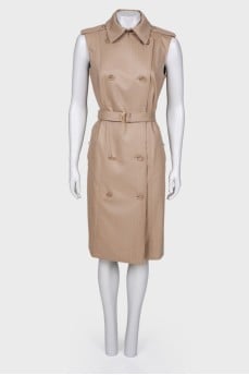 Double-breasted dress with waistband