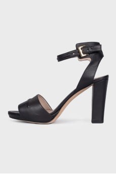 Black leather sandals