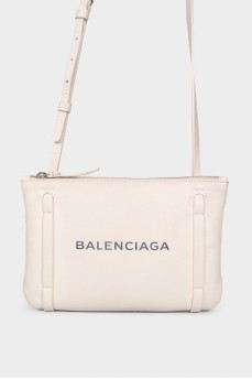 White leather bag with logo