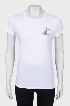 T-shirt with sequin logo