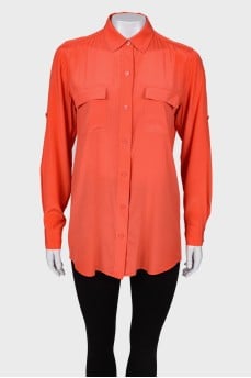 Coral shirt with pockets