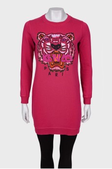 Pink Print Hoodie Dress
