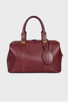 Burgundy leather handbag 