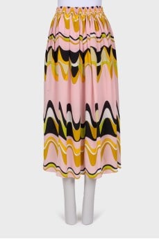 Silk pink printed skirt