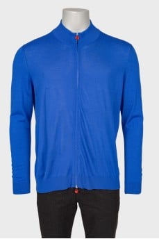 Men's zip-up wool cardigan