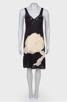 Black dress with appliqué