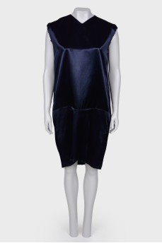 Black and blue dress with raw seams