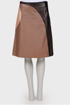 Leather tricolor skirt