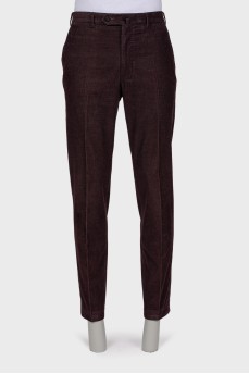 Men's dark brown velor trousers