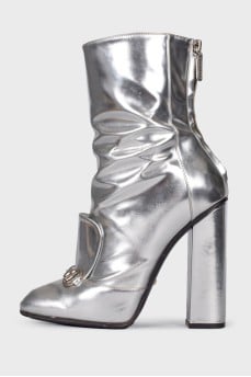 Lillian Silver Heeled Ankle Boots