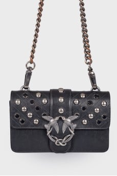 Bag with metal studs and rhinestones