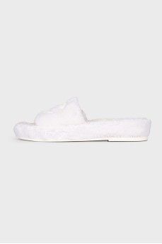 White mules with brand logo