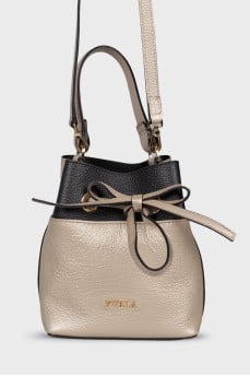 Gold tone bucket bag
