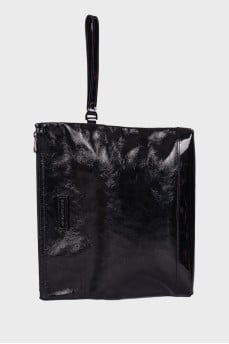 Patent black wrist bag