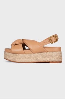 Jute platform sandals with tag