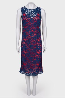 Lace dress with stripes