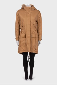 Parka with appliqué back